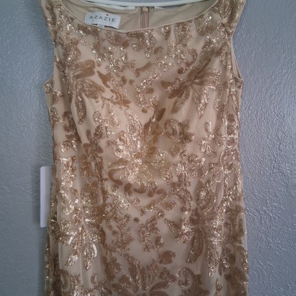 NWT Azazie Porcelain Champagne Dress Formal Mother Of The Bride A16 - Picture 4 of 9